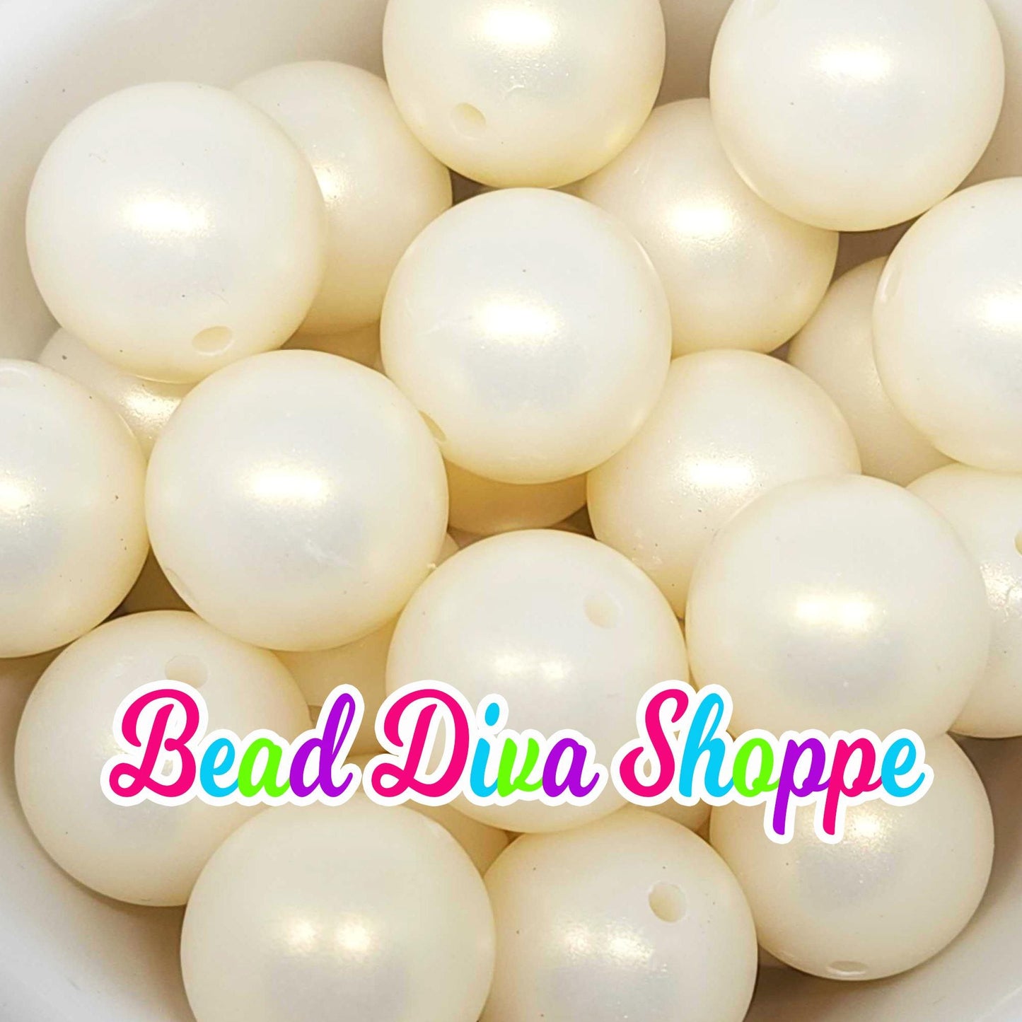20mm - IVORY - MATTE PEARL - Chunky Bubblegum - Round Acrylic Beads for Diy and Jewelry Making Supplies