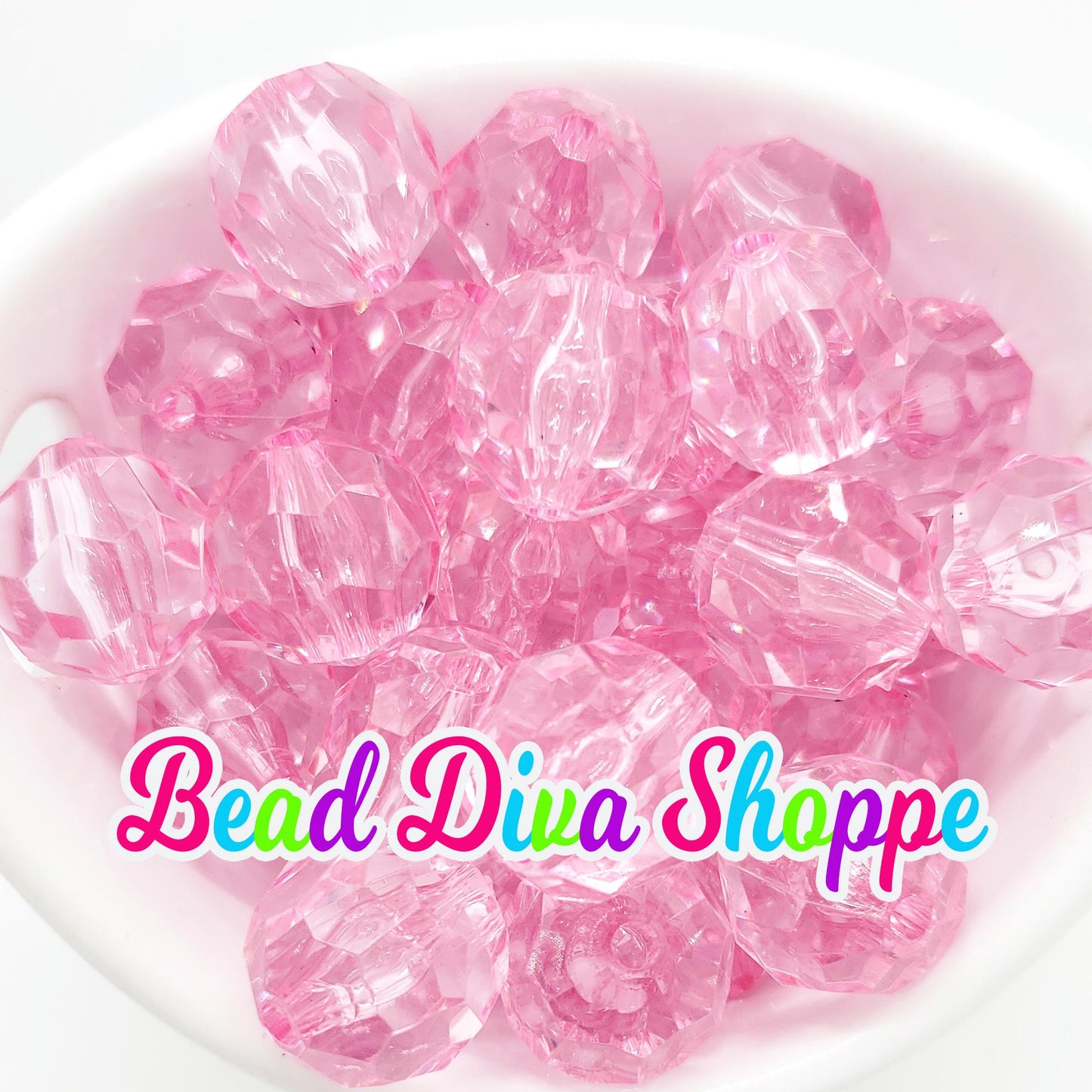 20mm - PINK - Faceted Beads - Transparent Faceted Rondelle Beads for Diy and Jewelry Making Supplies