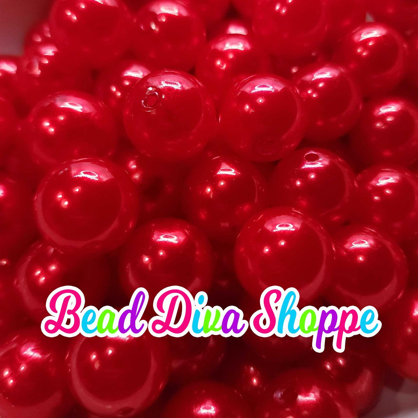 20mm - RED- Pearl Chunky Bubblegum Beads - Round Acrylic Beads for Diy and Jewelry Making Supplies