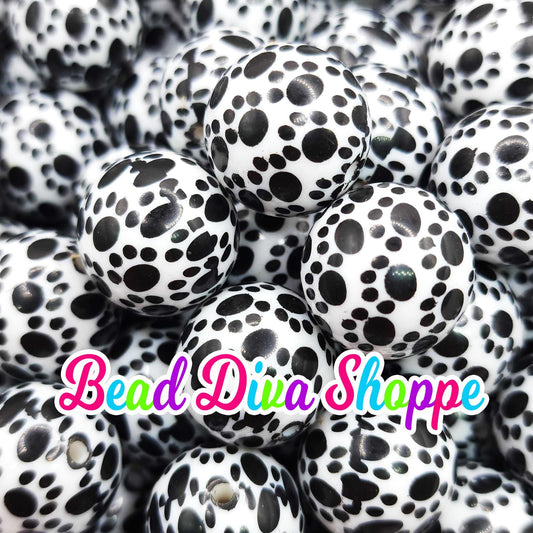 20mm - PUPPY PAWS - Acrylic Beads- Bubblegum - Round Acrylic Beads for Diy and Jewelry Making Supplies