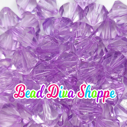 Set of 10 - 14mm - PURPLE - Transparent Faceted BICONE Beads for Diy and Jewelry Making Supplies