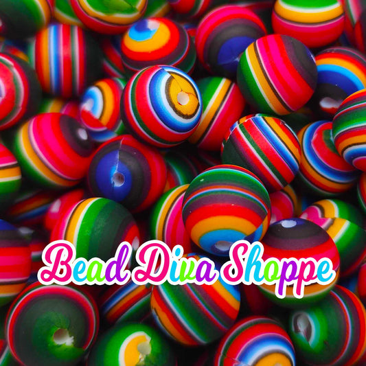 WHOLESALE - Set of 50/100 - 15mm - MEXICAN SERAPE - Round Silicone Beads for Diy and Jewelry Making Supplies - Keychains - Beaded Pens