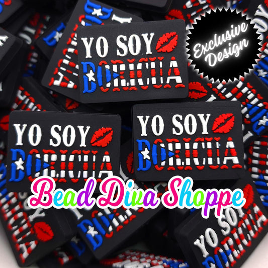 WHOLESALE - Set of 25 - 25mmX35mm - Yo SOY BORICUA - Focal Beads - Diy Jewelry Making - Beaded Pens - Keychains - Bracelets