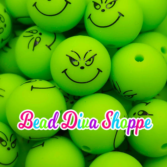 Set of 10 - 15mm - GREEN ONE - Round Silicone Beads for Diy and Jewelry Making Supplies - Keychains - Beaded Pens