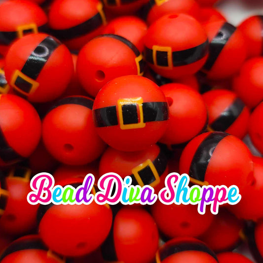 Set of 10 - 15mm - SANTA'S BELT - Round Silicone Beads for Diy and Jewelry Making Supplies - Keychains - Beaded Pens