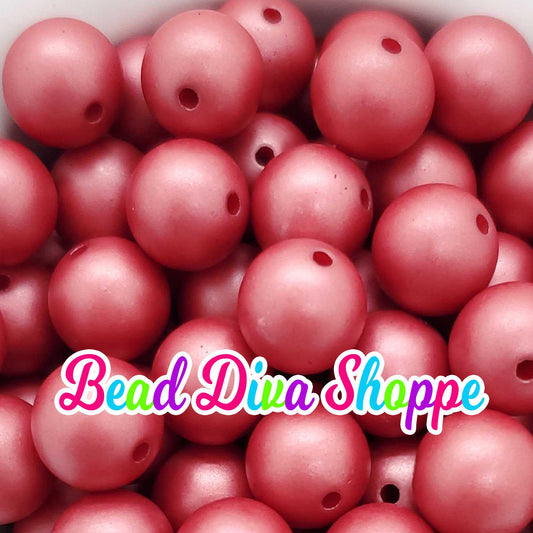 WHOLESALE - 12mm - Set of 50/100 - RED MATTE PearlBeads - Bubblegum - Rhinestone - Acrylic Beads for Diy and Jewelry Making Supplies