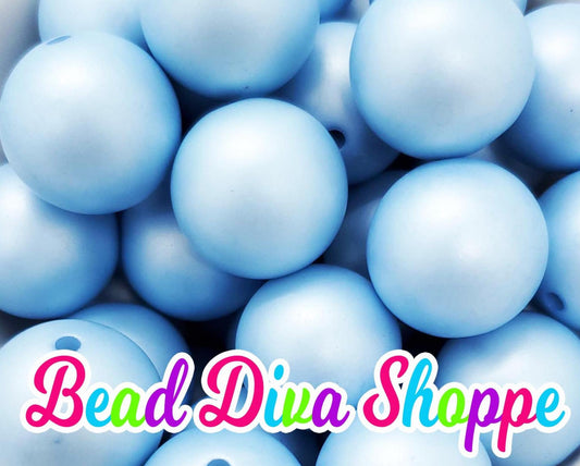 20mm - LIGHT BLUE MATTE Pearl - Chunky Bubblegum - Round Acrylic Beads for Diy and Jewelry Making Supplies