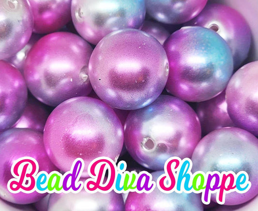 20mm - Gradual PINKISH PURPLISH / BLU/ White - Acrylic Beads- Bubblegum - Round Acrylic Beads for Diy and Jewelry Making Supplies