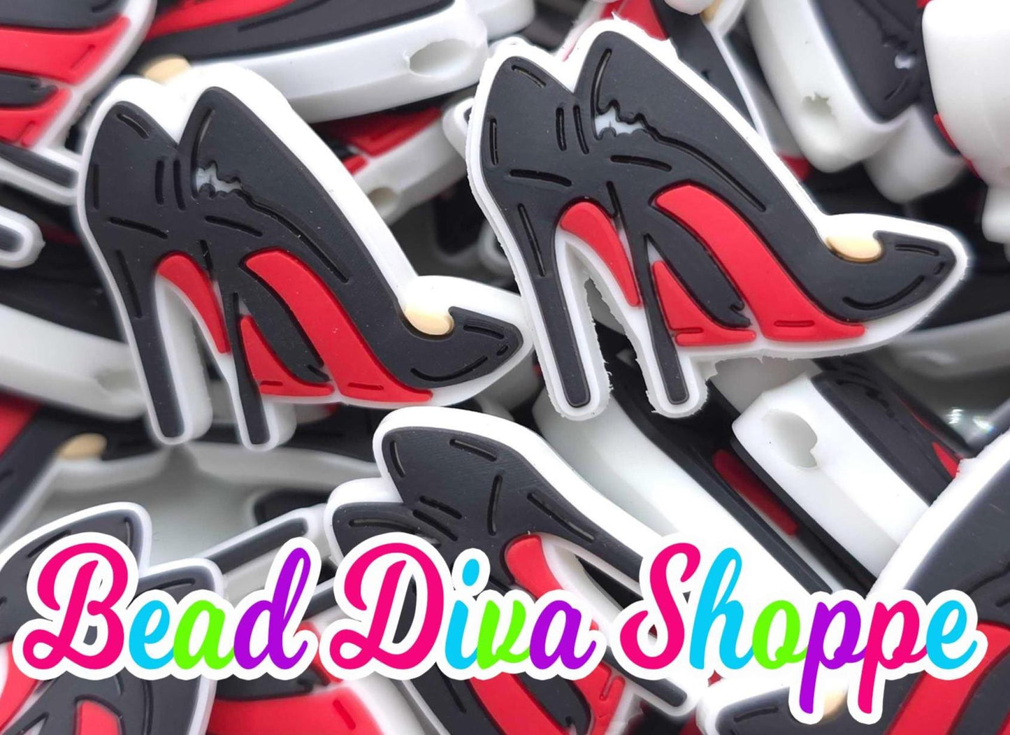 Set of 2 - 27mm x 25mm - HIGH HEELS - Focal Beads - Diy Jewelry Making - Beaded Pens - Keychains - Bracelets