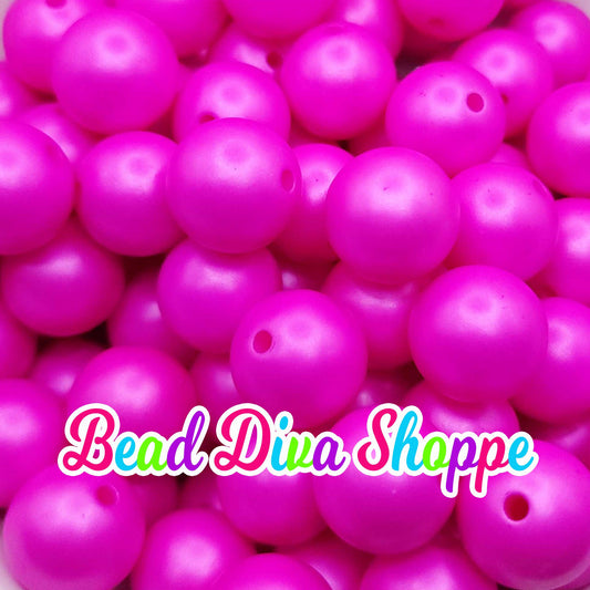 20mm - BRIGHT PINK MATTE Pearl - Chunky Bubblegum Beads - Round Acrylic Beads for Diy and Jewelry Making Supplies
