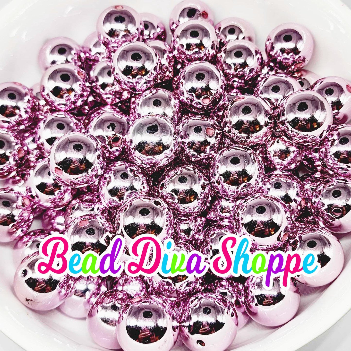 20mm- LIGHT PINK - Shiny Beads  - Bubblegum - Round Acrylic Beads for Diy and Jewelry Making Supplies