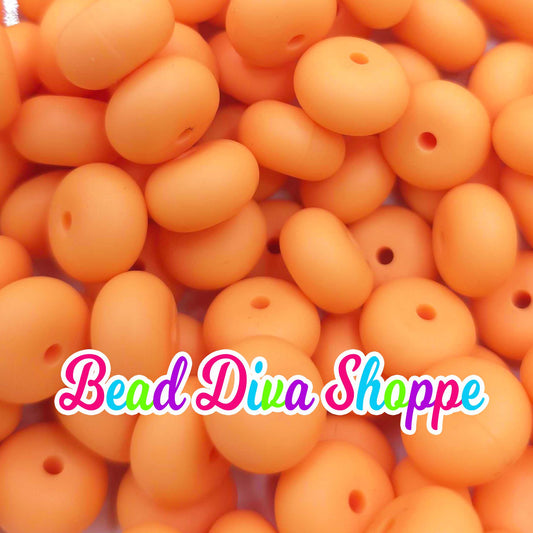 14mm - Set of 10 - LIGHT ORANGE - Abacus Rondelle Round Loose Spacer Beads
