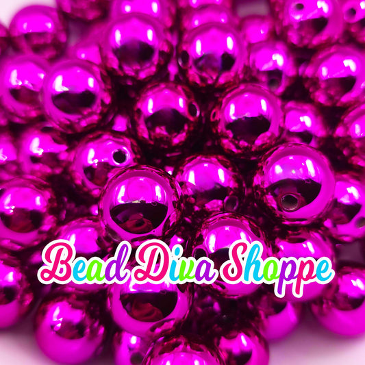 Set of 10 - 16mm - HOT PINK - UV - Beads- Bubblegum - Chunky - Round Acrylic Beads for Diy and Jewelry Supplies