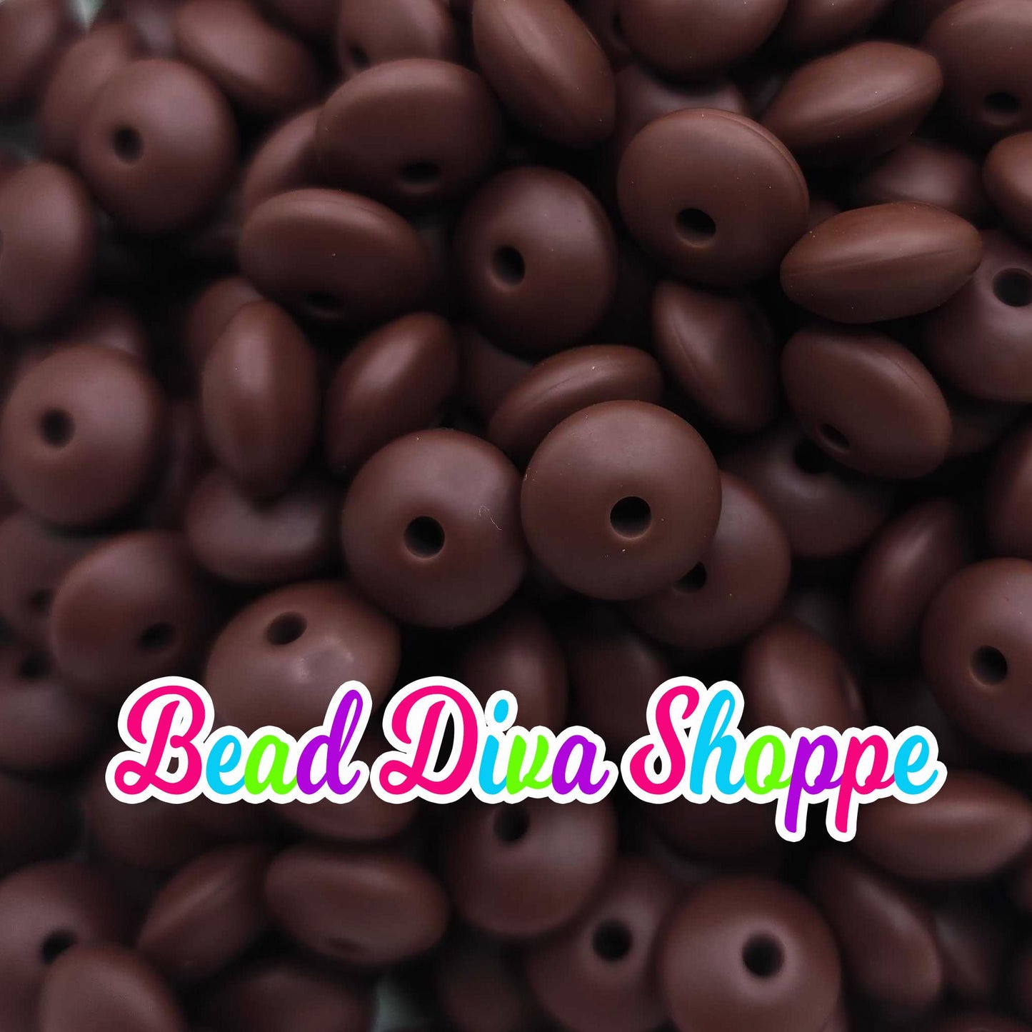 Set of 20 - DARK BROWN - 12mm Silicone Lentil Beads - DIY Jewelry Making - Beaded Pens - Keychains - Bracelets
