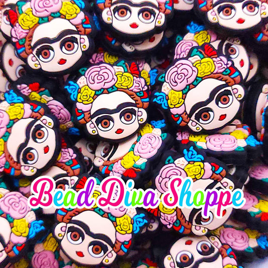 Set of 2 - 26mm x 27mm - MEXICAN CUTIE - Focal  Beads - DIY Jewelry Making - Beaded Pens - Keychains - Bracelets