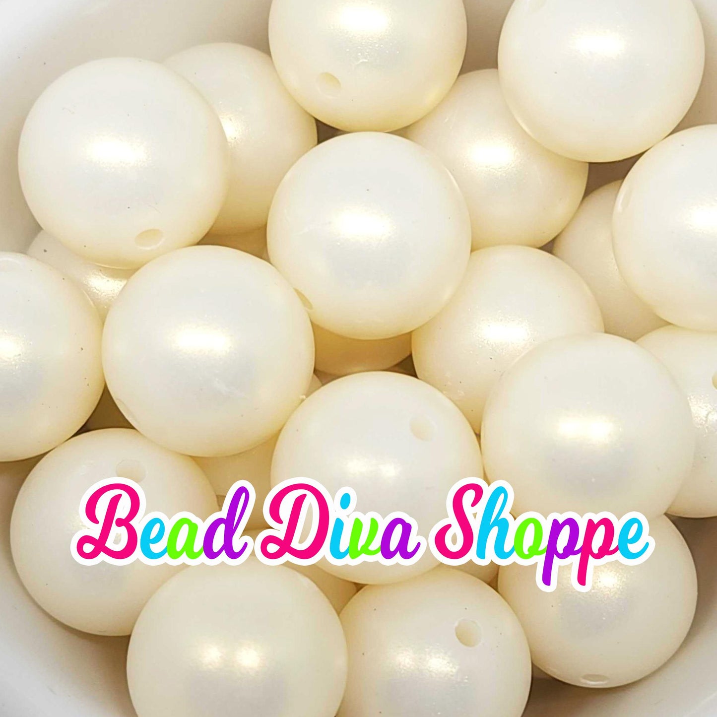 20mm - IVORY - MATTE PEARL - Chunky Bubblegum - Round Acrylic Beads for Diy and Jewelry Making Supplies