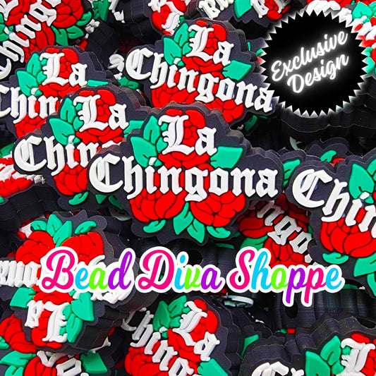 EXCLUSIVE - Set of 2 -  21mm x 30mm - LA CHINGONA  - Focal  Beads - Diy Jewelry Making - Beaded Pens - Keychains - Bracelets