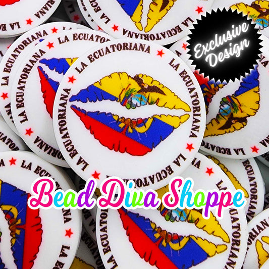 EXCLUSIVE - Set of 2 - 28mm - LA ECUATORIANA - Ecuador Pride - Focal  Beads - Diy Jewelry Making - Beaded Pens - Keychains - Bracelets