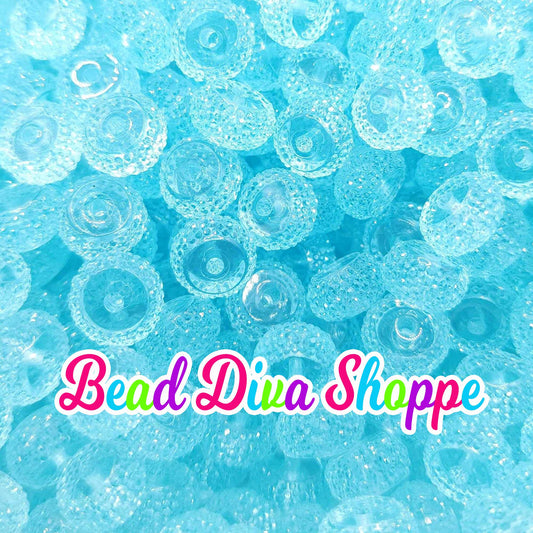 12mm - SET of 10 - LIGHT BLUE - Rhinestone Rondelle Crystal Round Loose Spacer Beads