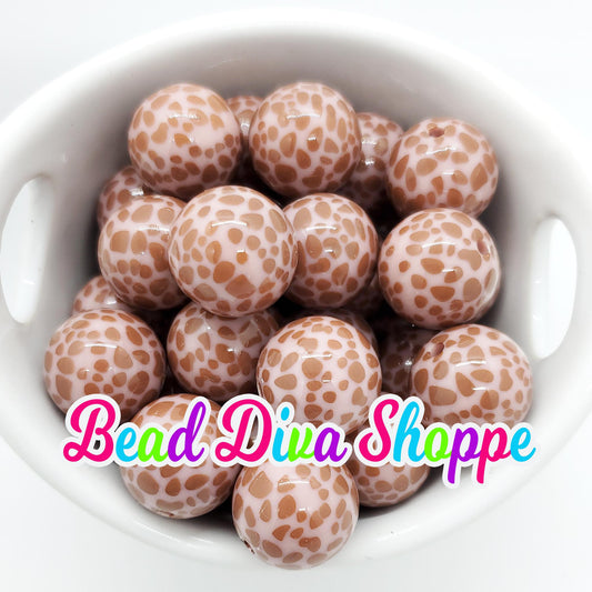 20mm - LIGHT PINK GIRAFFE Print Beads - Bubblegum - Round Acrylic Beads for Diy and Jewelry Making Supplies