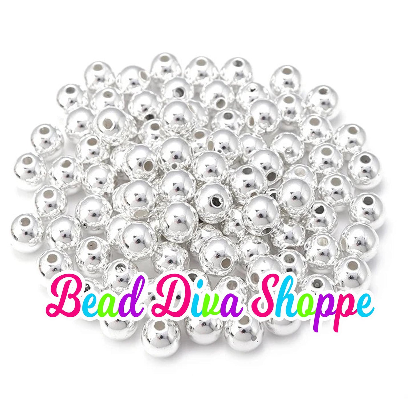 12mm - Set of 50 - SHINY Beads - 4 Colors to choose from - Plastic spacers - Light weight - Keychains - Beaded Pens - Jewelry