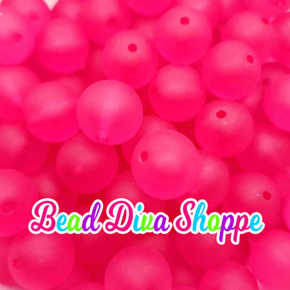 20mm - HOT PINK - Transparent Matte Solid Beads - Acrylic Beads for Diy - Jewelry Making Supplies - Keychains - Beaded Pens
