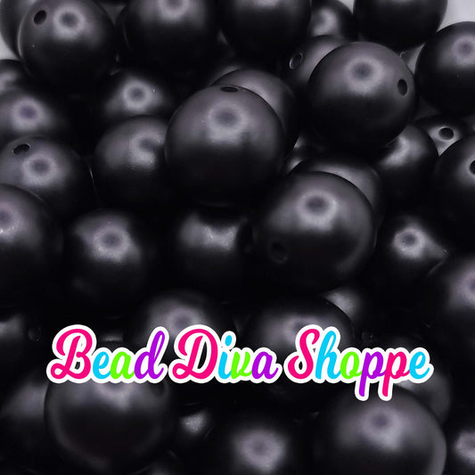 20mm - BLACK MATTE PEARL - Chunky Bubblegum Beads - Round Acrylic Beads for Diy and Jewelry Making Supplies
