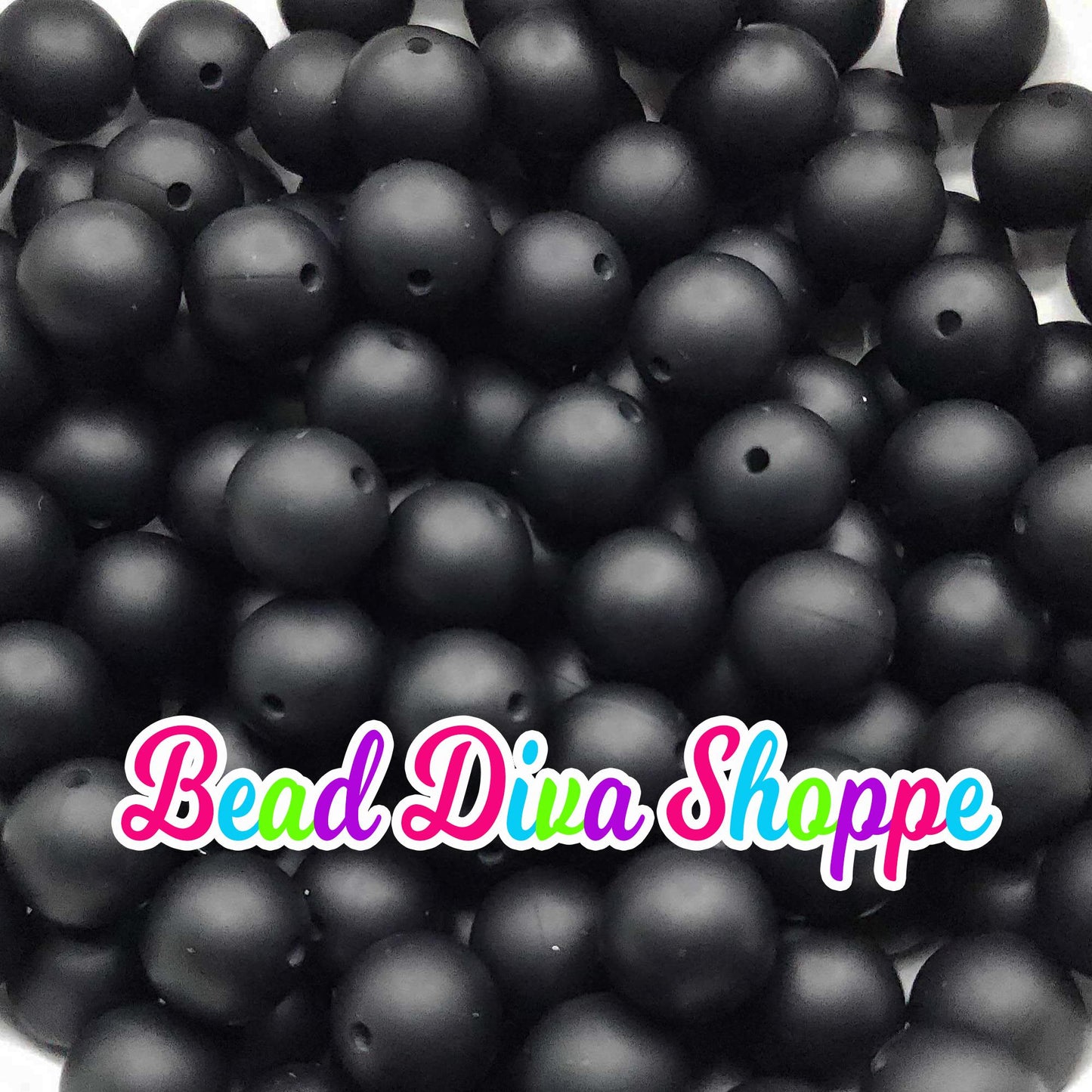 Set of 10 - 15mm - SOLID - BLACK - Silicone Beads - Diy Jewelry Making - Beaded Pens - Keychains - Bracelets