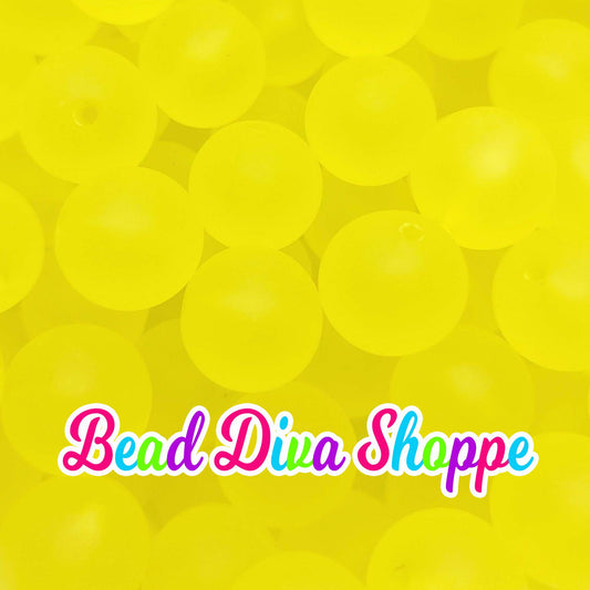 20mm - YELLOW - Transparent Matte Solid Beads - Acrylic Beads for Diy - Jewelry Making Supplies - Keychains - Beaded Pens