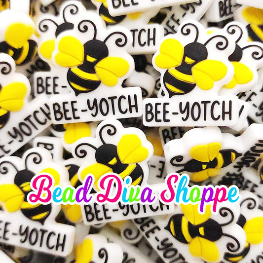 Set of 2 - 22mm X 20mm - BEE-YOTCH - Focal  Beads - DIY Jewelry Making - Beaded Pens - Keychains - Bracelets