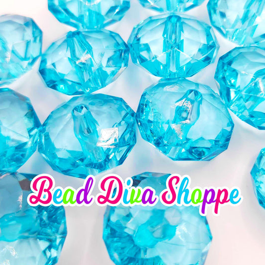 Set of 10 - 22mm - BLUE - Transparent Faceted Rondelle Beads for Diy and Jewelry Making Supplies