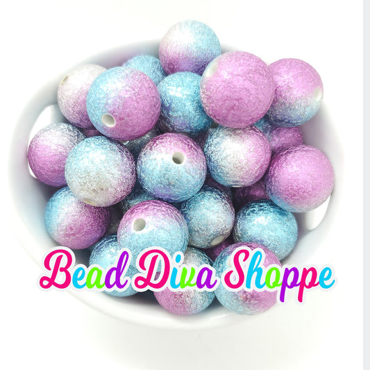 20mm - PINK / BLUE / SILVER Wrinkle Beads - Round Acrylic Beads for Diy and Jewelry Making Supplies