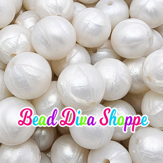 Set of 10 - 15mm - WHITE PEARL - Silicone Beads - Diy Jewelry Making - Beaded Pens - Keychains - Bracelets