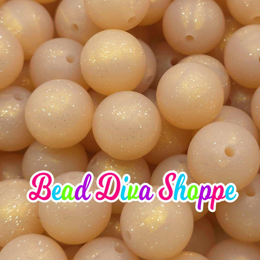 Set of 10 - 15mm - GOLD GLITTER - Silicone Beads - Diy Jewelry Making - Beaded Pens - Keychains - Bracelets
