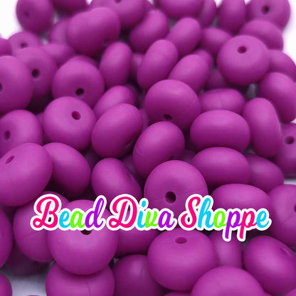 Set of 10 - MAGNETA - 14mm Silicone Abacus Beads - DIY Jewelry Making - Beaded Pens - Keychains - Bracelets