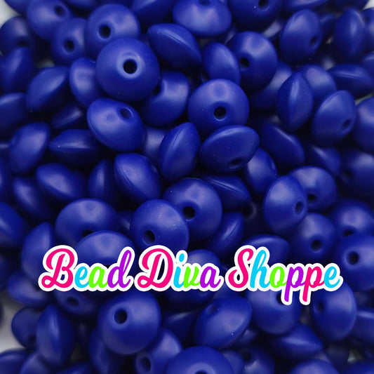 Set of 20 - NAVY BLUE - 12mm Silicone Lentil Beads - DIY Jewelry Making - Beaded Pens - Keychains - Bracelets