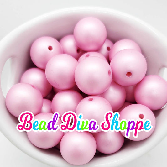 20mm - PINK - MATTE - Pearl Chunky Bubblegum - Round Acrylic Beads for Diy and Jewelry Making Supplies