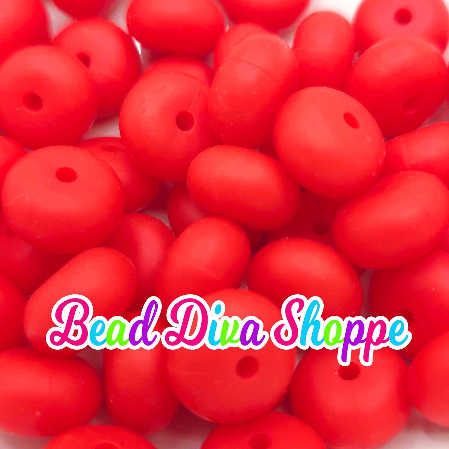 14mm - Set of 10 - RED - Abacus Rondelle Round Loose Silicone Spacer Beads - Beadable pens - Keychains - Jewelry
