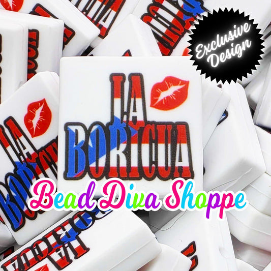 Set of 2 - 28mmX28mm - LA BORICUA - Latin Pride - Focal  Beads - Diy Jewelry Making - Beaded Pens - Keychains - Bracelets
