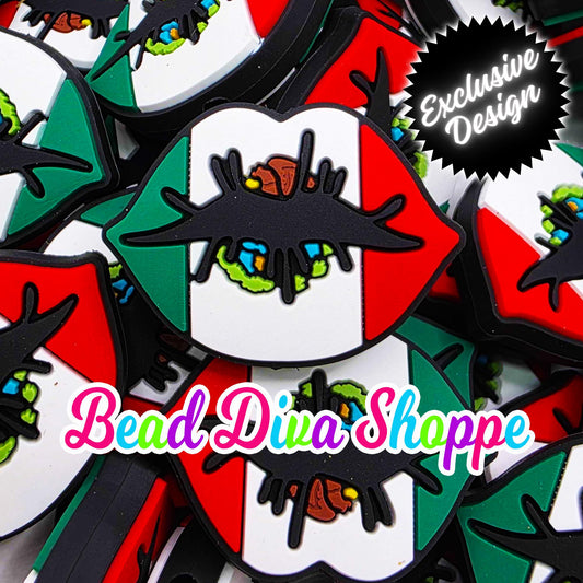 EXCLUSIVE - Set of 2 - 33mmx24mm - MEXICAN KISS - Focal  Beads - Diy Jewelry Making - Beaded Pens - Keychains - Bracelets