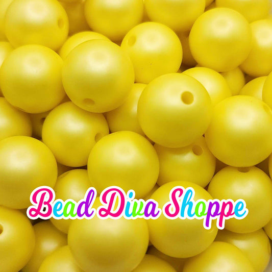 20mm - YELLOW MATTE PEARL - Chunky Bubblegum Beads - Round Acrylic Beads for Diy and Jewelry Making Supplies