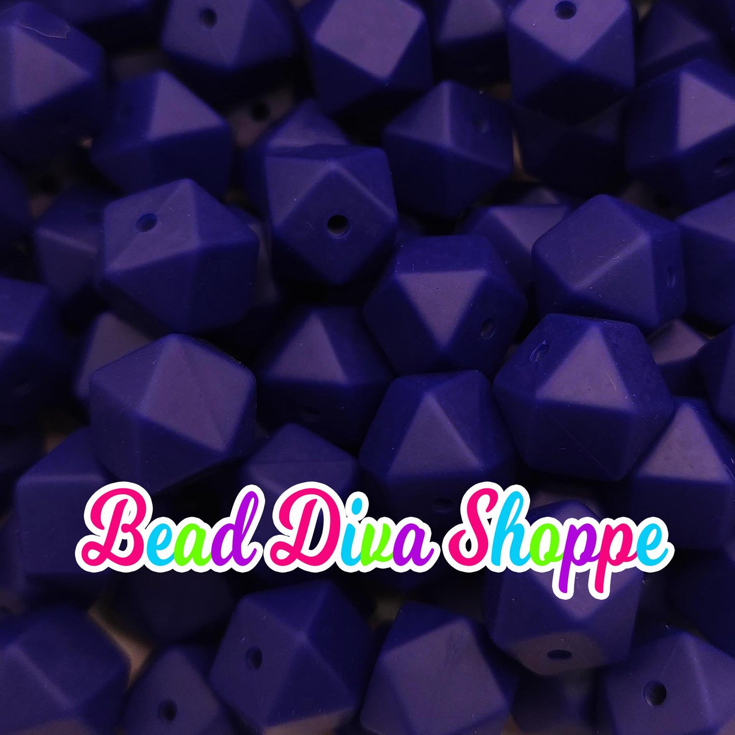 Set of 10 - 14mm - NAVY BLUE HEX - Silicone Beads - for Diy and Jewelry Making Supplies