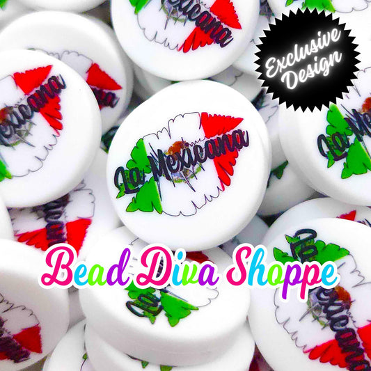 EXCLUSIVE - Set of 2 - 30mm - LA MEXICANA - Focal  Beads - Diy Jewelry Making - Beaded Pens - Keychains - Bracelets