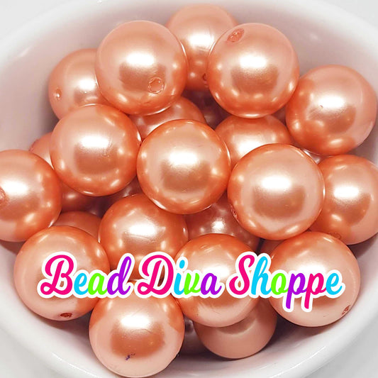 20mm - CORAL - Pearl Chunky Bubblegum - Round Acrylic Beads for Diy and Jewelry Making Supplies