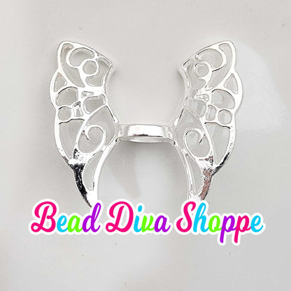 Set of 2 - 43mmX37mm - ANGEL WINGS - Metal Pen Topper - Keychains - Diy - Charms