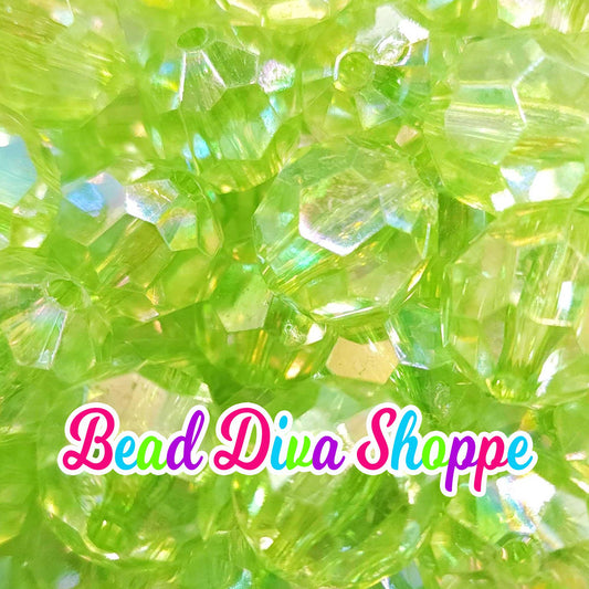 20mm - LIME GREEN AB-  Faceted Beads  - Transparent Faceted Rondelle Beads for Diy and Jewelry Making Supplies