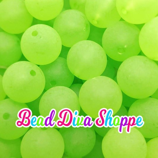 20mm - LIME GREEN - Transparent Matte Solid Beads - Acrylic Beads for Diy - Jewelry Making Supplies - Keychains - Beaded Pens