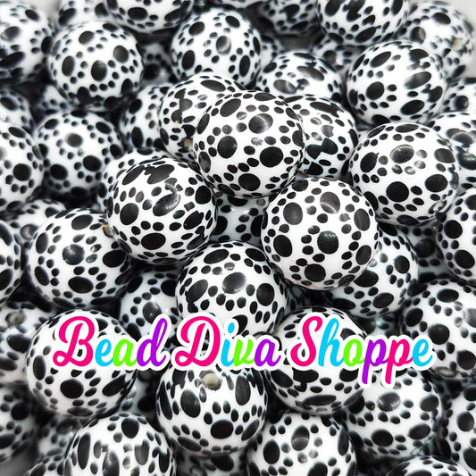 20mm - PUPPY PAWS - Acrylic Beads- Bubblegum - Round Acrylic Beads for Diy and Jewelry Making Supplies