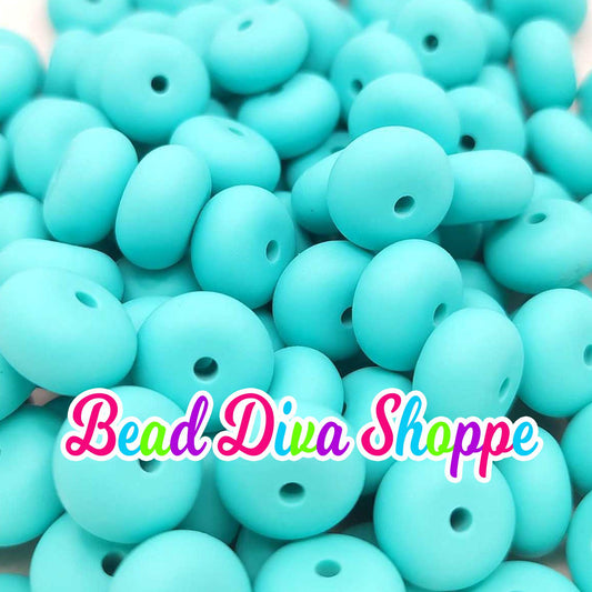 Set of 10 - TURQUOISE - 14mm Silicone Abacus Beads - DIY Jewelry Making - Beaded Pens - Keychains - Bracelets