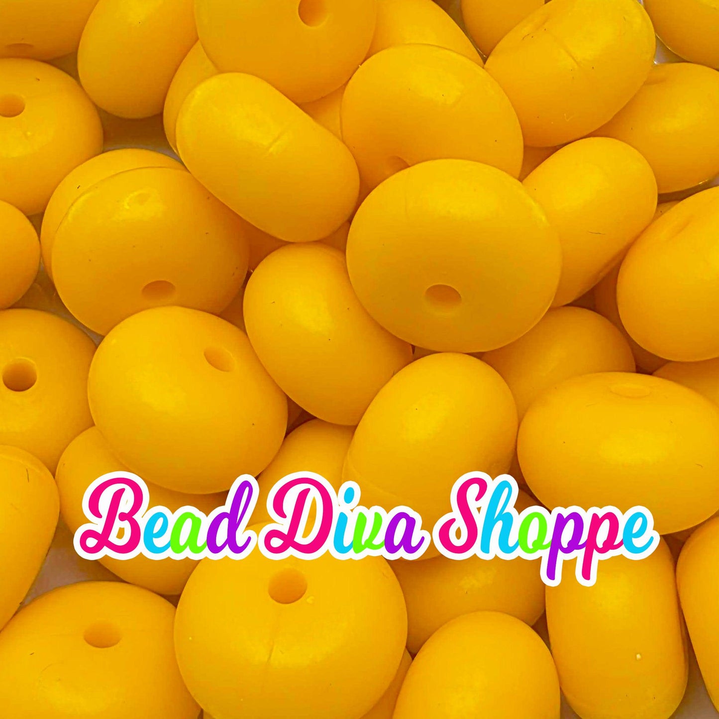 14mm - Set of 10 - GOLDEN YELLOW - Abacus Rondelle Round Loose Silicone Spacer Beads - Beadable pens - Keychains - Jewelry